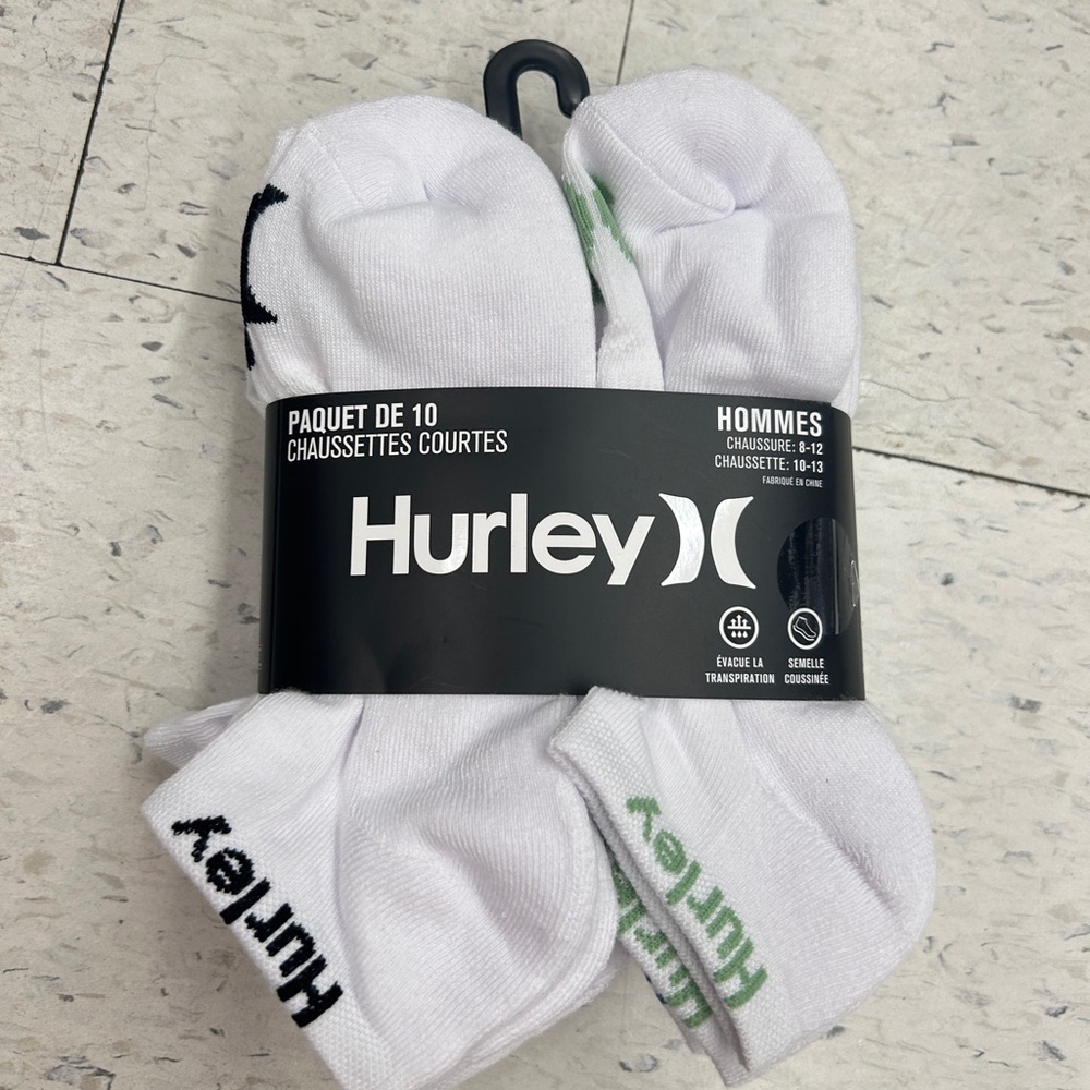NWT Hurley men’s cushion low cut socks 10 pairs
